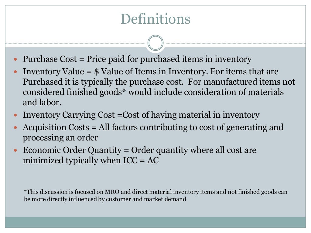 Inventory Cost and Order Quantities Purchasing Fundamentals