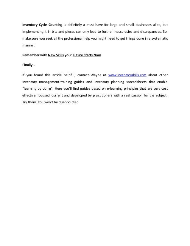 inventory cycle counting a must do