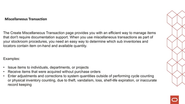 Overview to the Oracle Inventory Managment | PPTX
