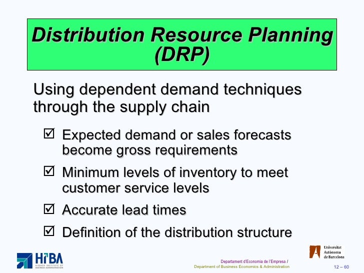 distribution resource requirements planning Présentation de la méthode drp (distribution resource planning) qui doit permettre de contrer le ravageur bullwhip effect. distribution resource requirements planning Présentation de la méthode drp (distribution resource planning) qui doit permettre de contrer le ravageur bullwhip effect.