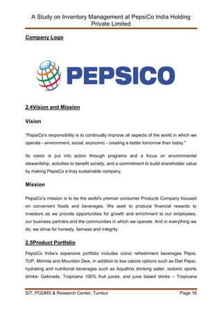 Inventory Management at Pepsi Co India Holding Pvt Ltd | PDF