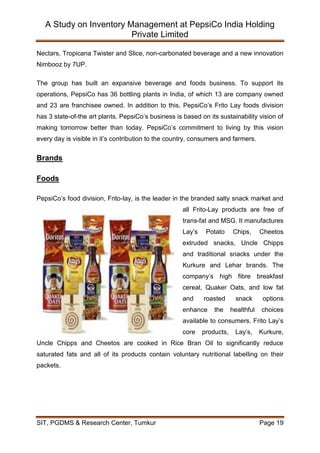 Inventory Management at Pepsi Co India Holding Pvt Ltd | PDF