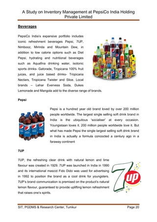 Inventory Management at Pepsi Co India Holding Pvt Ltd | PDF