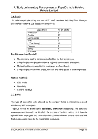 Inventory Management at Pepsi Co India Holding Pvt Ltd | PDF
