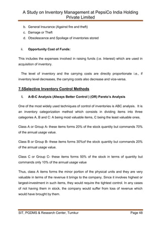 Inventory Management at Pepsi Co India Holding Pvt Ltd | PDF
