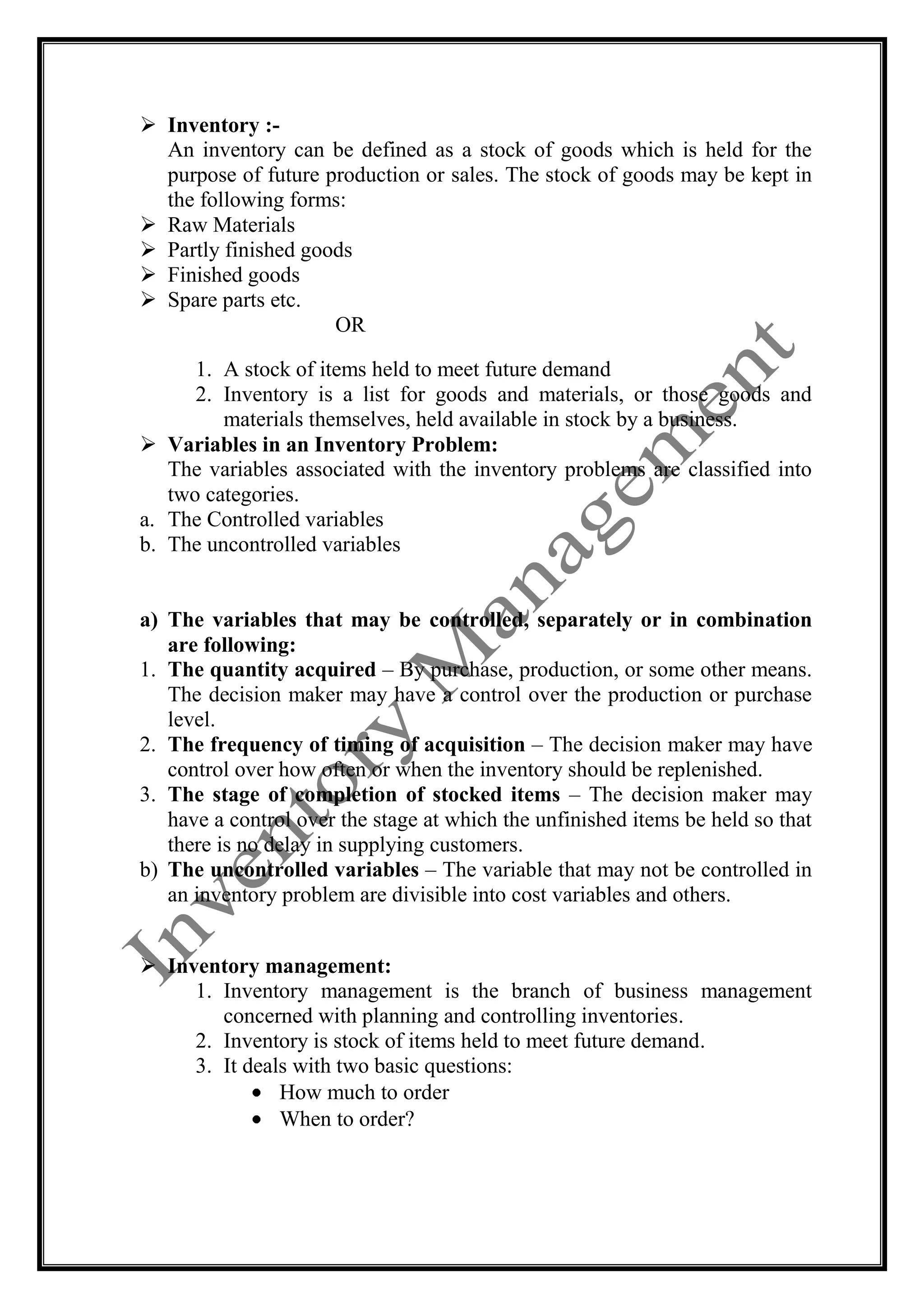 Partly finished goods