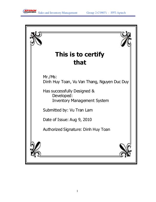 Dissertation inventory management system for sme