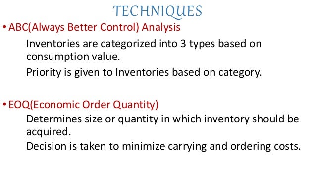 design a case study of your choice for inventory control