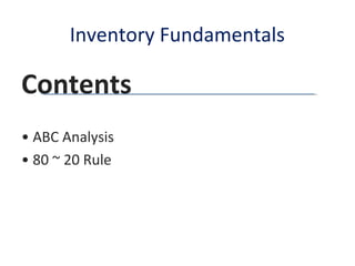 Inventory managment 80 20 rule and abc analysis | PPT