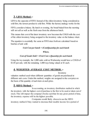 Inventory management and budgetary control system. | DOCX