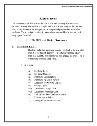 Inventory management and budgetary control system. | DOCX