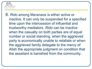Inventory of Existing Rido in Lanao del Sur | PPTX