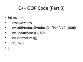 Comprehensive C++ OOP Inventory Management System Project | PPTX
