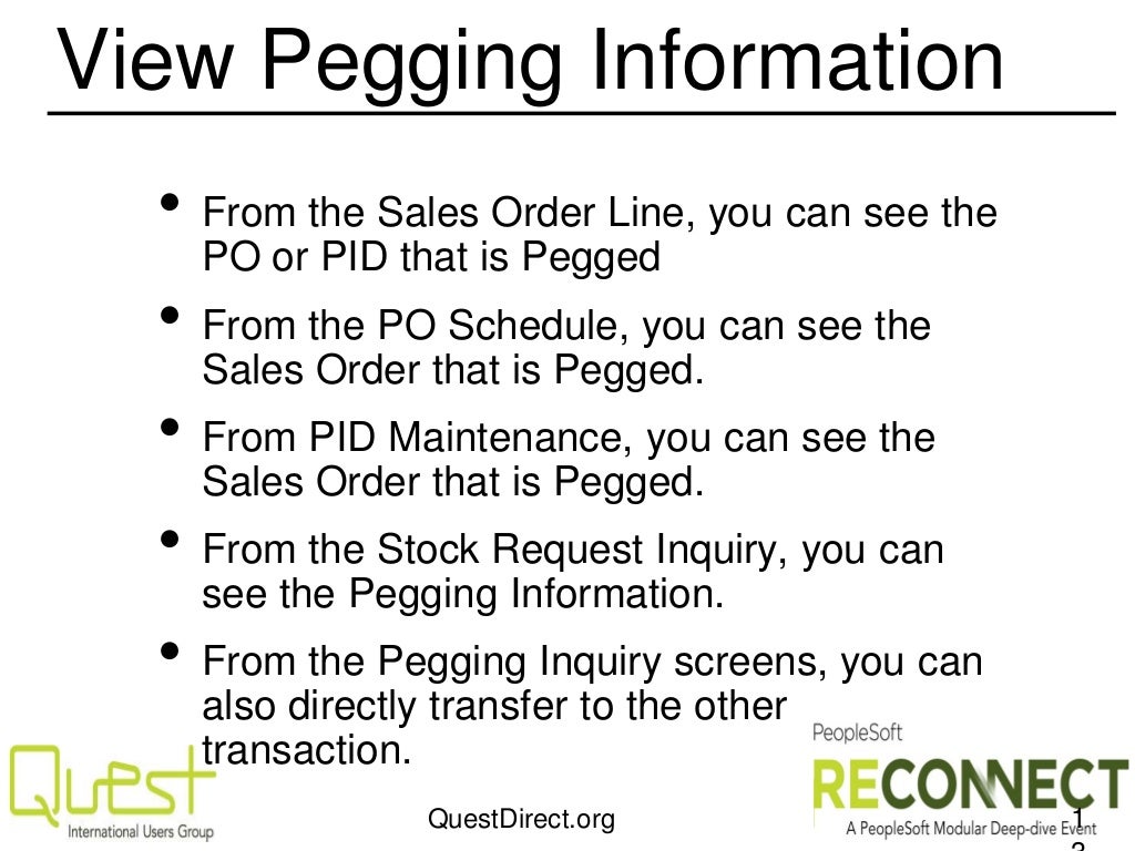 Inventory Pegging in PeopleSoft Financials Supply Chain