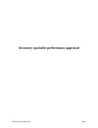 Job Performance Evaluation Form Page 1
Inventory specialist performance appraisal
 