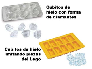 Cubitos de hielo con forma de diamantes Cubitos de hielo imitando piezas del Lego 