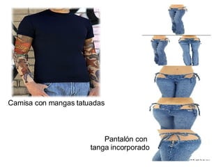 Camisa con mangas tatuadas Pantalón con  tanga incorporado 