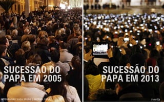 SUCESSÃO DO
PAPA EM 2005
SUCESSÃO DO
PAPA EM 2013
FOTOGRAFIAS: LUCA BRUNO | MICHAEL SOHN
 