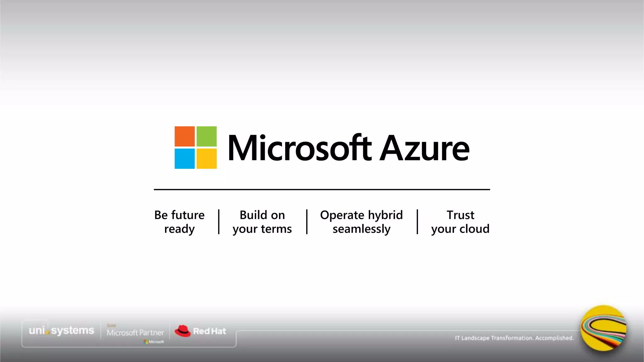 Be future
ready
Build on
your terms
Trust
your cloud
Operate hybrid
seamlessly
 