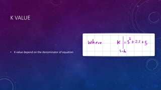 K VALUE
• K value depend on the denominator of equation
 