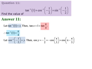 Inverse trigonometric functions from class 12