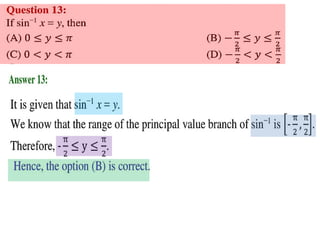 Inverse trigonometric functions from class 12