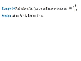 Inverse trigonometric functions from class 12