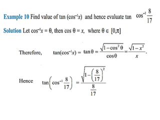 Inverse trigonometric functions from class 12