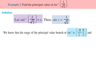 Inverse trigonometric functions from class 12