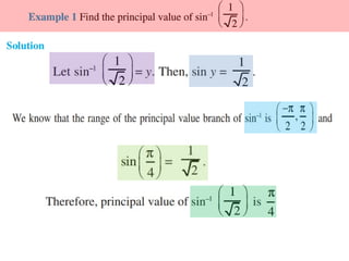 Inverse trigonometric functions from class 12