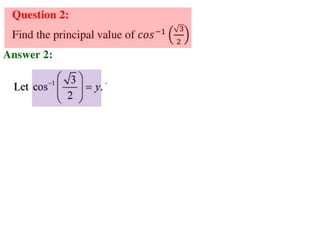 Inverse trigonometric functions from class 12