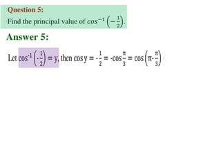 Inverse trigonometric functions from class 12