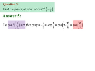 Inverse trigonometric functions from class 12
