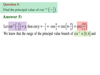 Inverse trigonometric functions from class 12