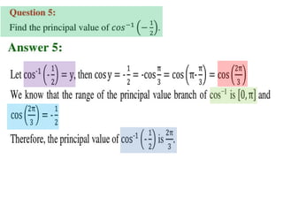 Inverse trigonometric functions from class 12