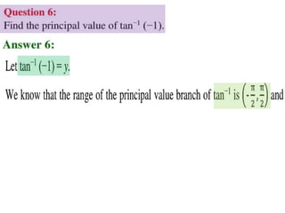 Inverse trigonometric functions from class 12