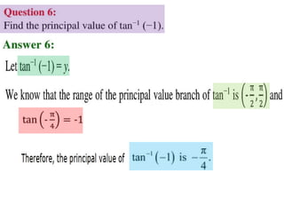 Inverse trigonometric functions from class 12