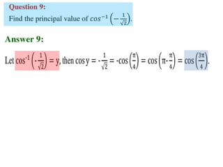 Inverse trigonometric functions from class 12