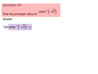 Inverse trigonometric functions from class 12