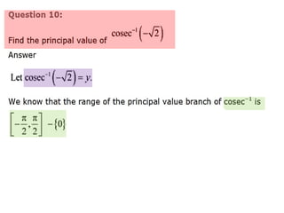 Inverse trigonometric functions from class 12
