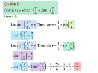 Inverse trigonometric functions from class 12 maths