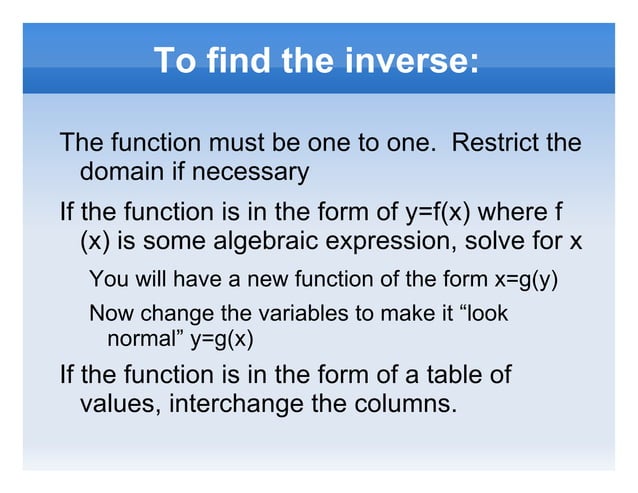 Inverse Functions | PPT