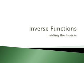 Inverse Functions Finding the Inverse 