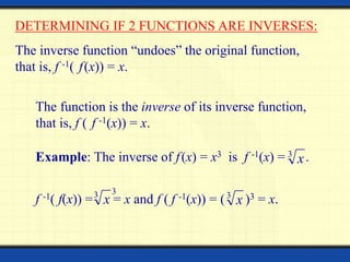 Inverse Functions, one to one and inverse functions | PPT