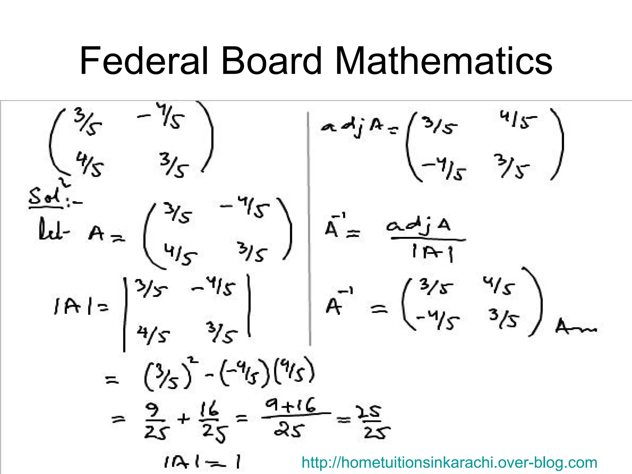 Federal Board Mathematics http://hometuitionsinkarachi.over-blog.com