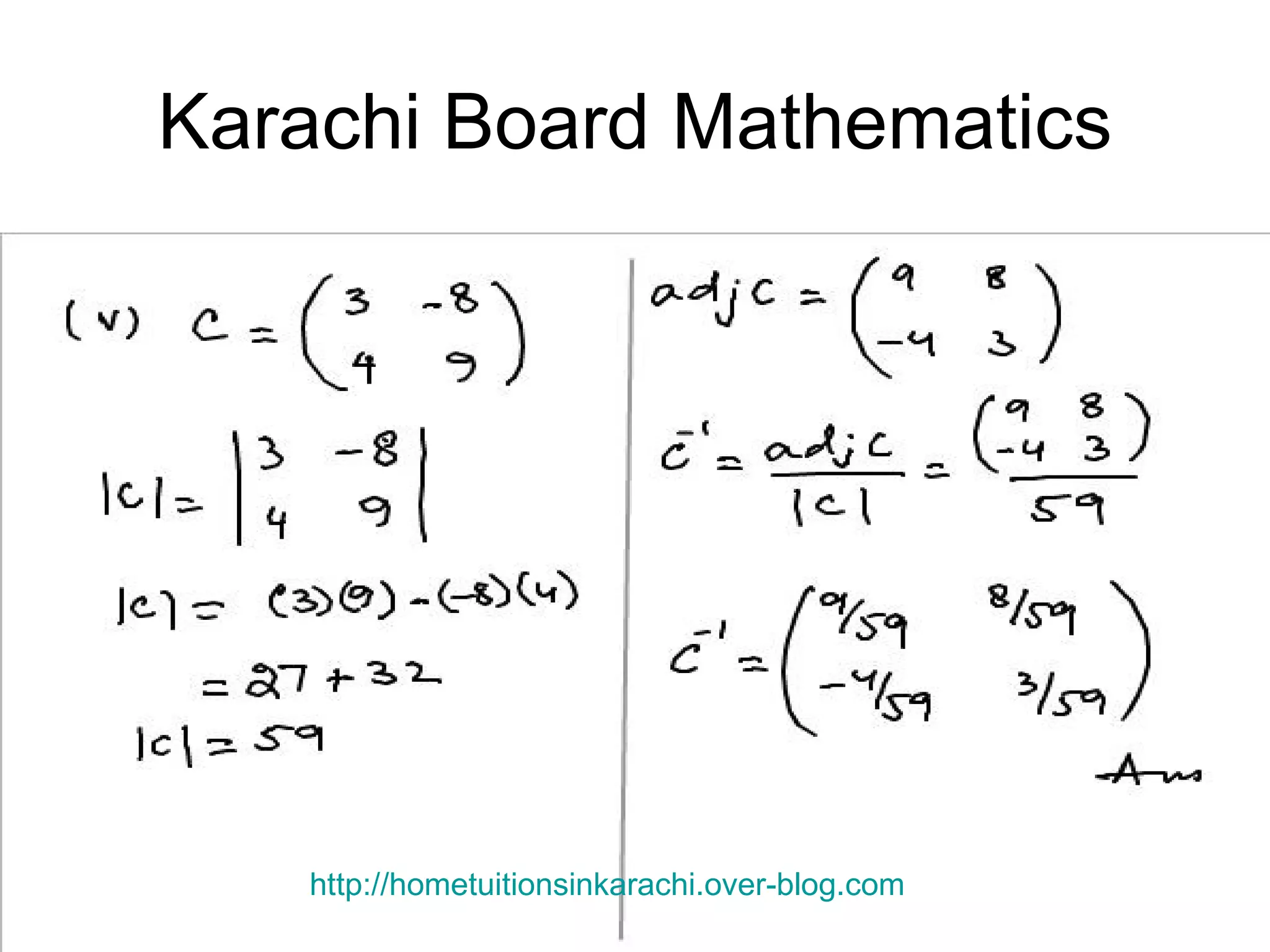 Karachi Board Mathematics http://hometuitionsinkarachi.over-blog.com