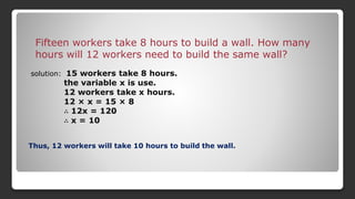 Work Rate Problem Inverse Proportion Inverse proportion | PPTX