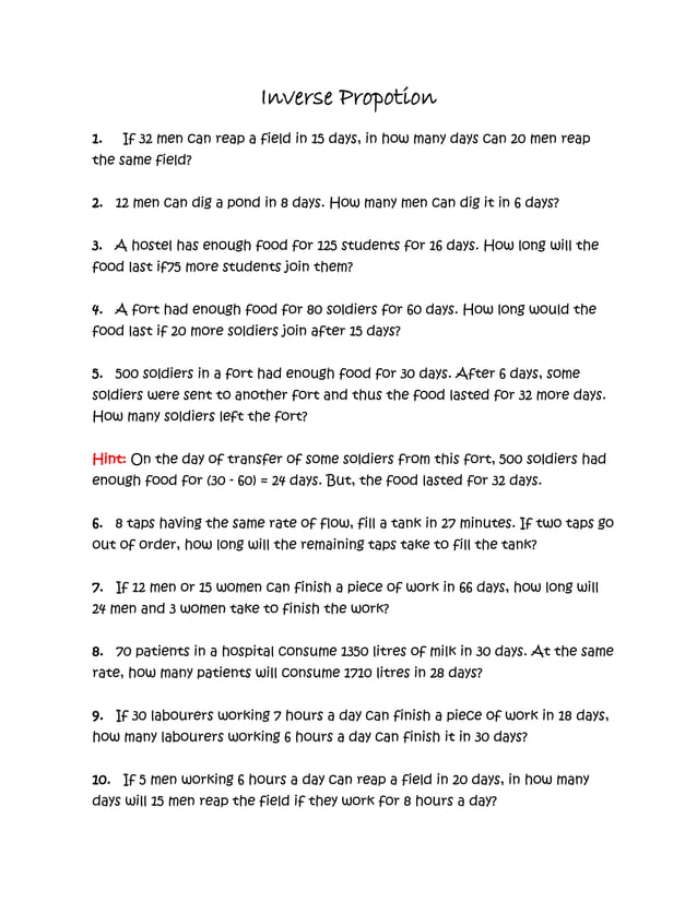 Inverse propotion | PDF
