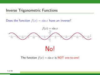 Inverse trigonometric functions | PDF