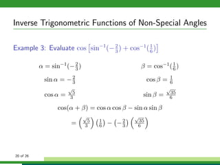 Inverse trigonometric functions | PDF